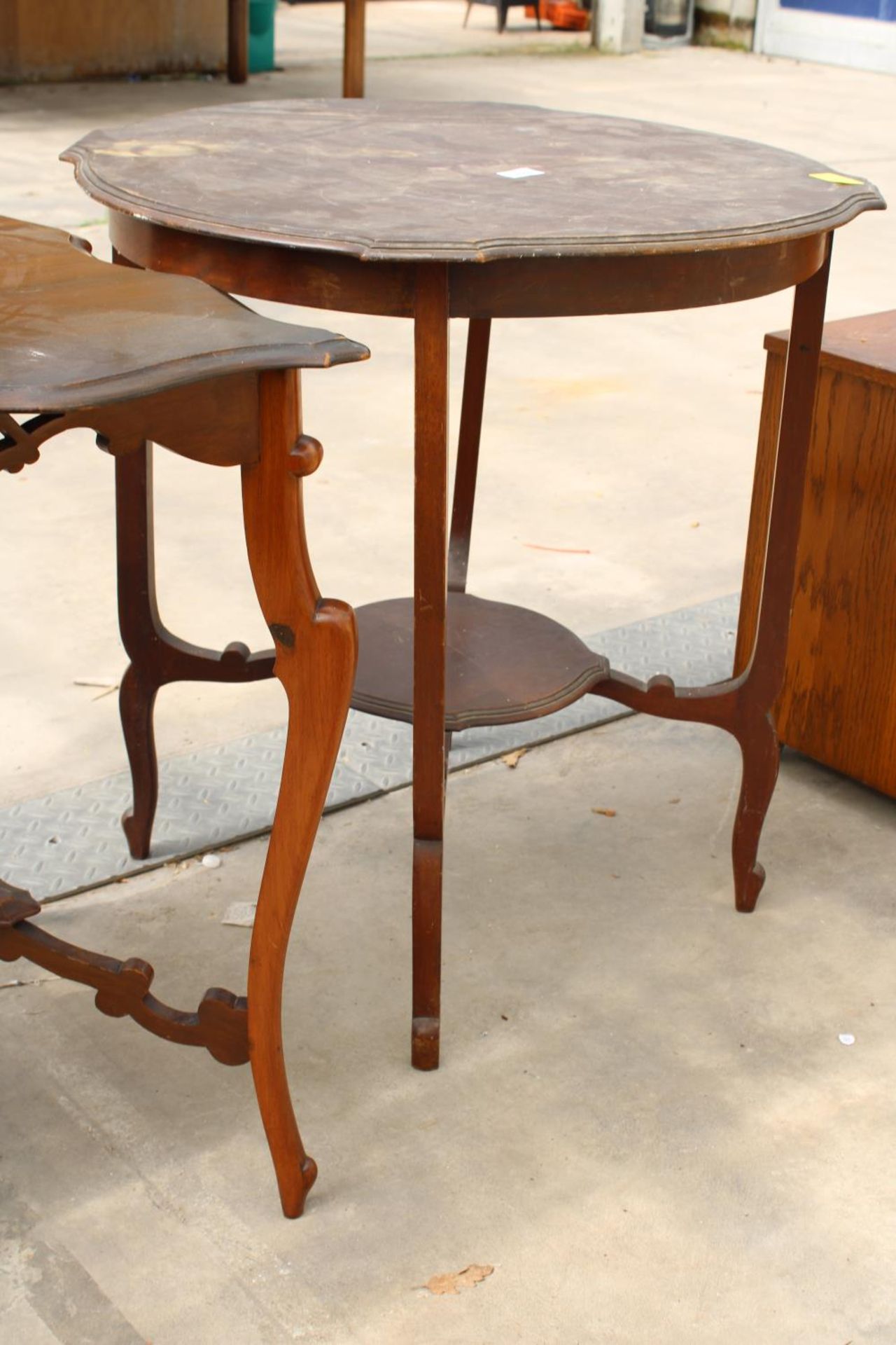 TWO LATE VICTORIAN MAHOGANY TWO TIER CENTRE TABLES AND OAK BARLEY-TWIST SIDE TABLE - Image 4 of 4