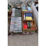 A LARGE ASSORTMENT OF BOOKS AND CDS ETC
