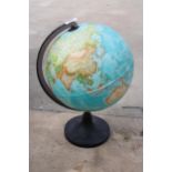A WORLD GLOBE COMPLETE WITH STAND