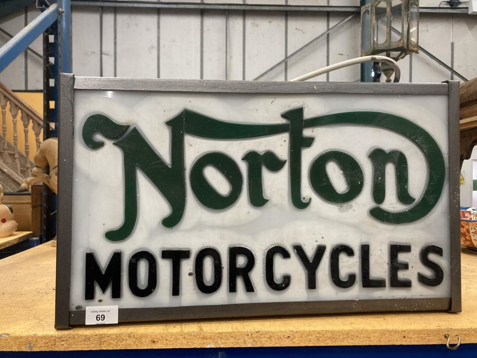 A NORTON MOTORCYCLES ILLUMINATED LIGHT BOX SIGN