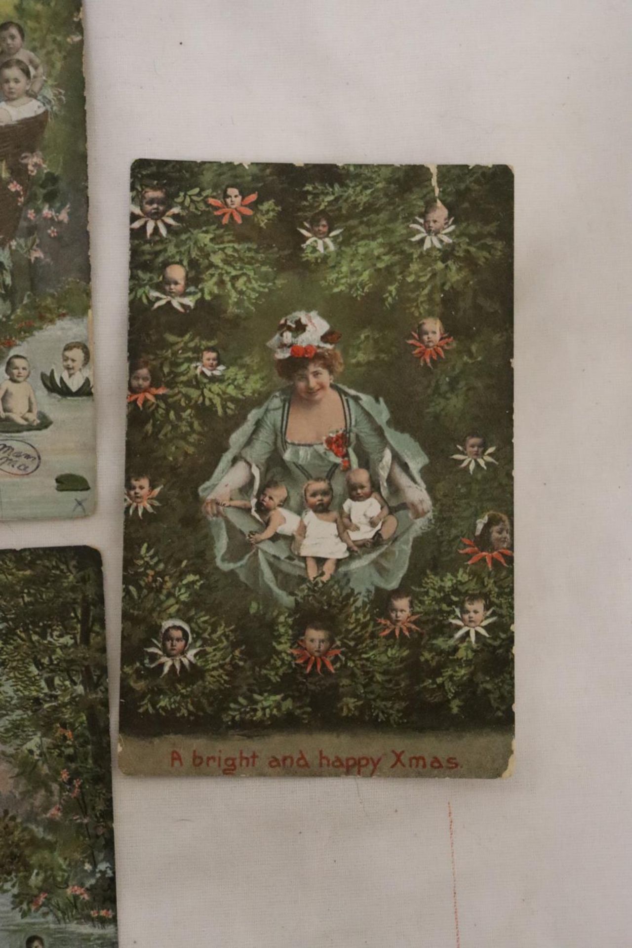 SEVEN EARLY 1900'S POSTCARDS TO INCLUDE FRENCH CABBAGE BABIES, ETC - Bild 4 aus 4