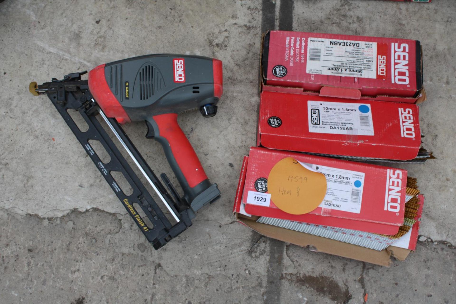 A SENCO BATTERY POWERED NAIL GUN AND NAILS (NO BATTERY)