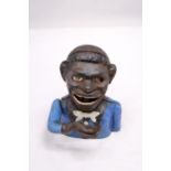 A VINTAGE CAST IRON AFRICAN AMERICAN MECHANICAL BANK