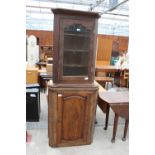 TWO OAK GEORGE III STYLE CORNER CUPBOARDS