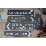FIVE SLATE SIGN IN THE STYLE OF WWII SIGNS