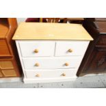 A MODERN WHITE PAINTED CHEST OF 2 SHORT AND 2 LONG DRAWERS, 30" WIDE