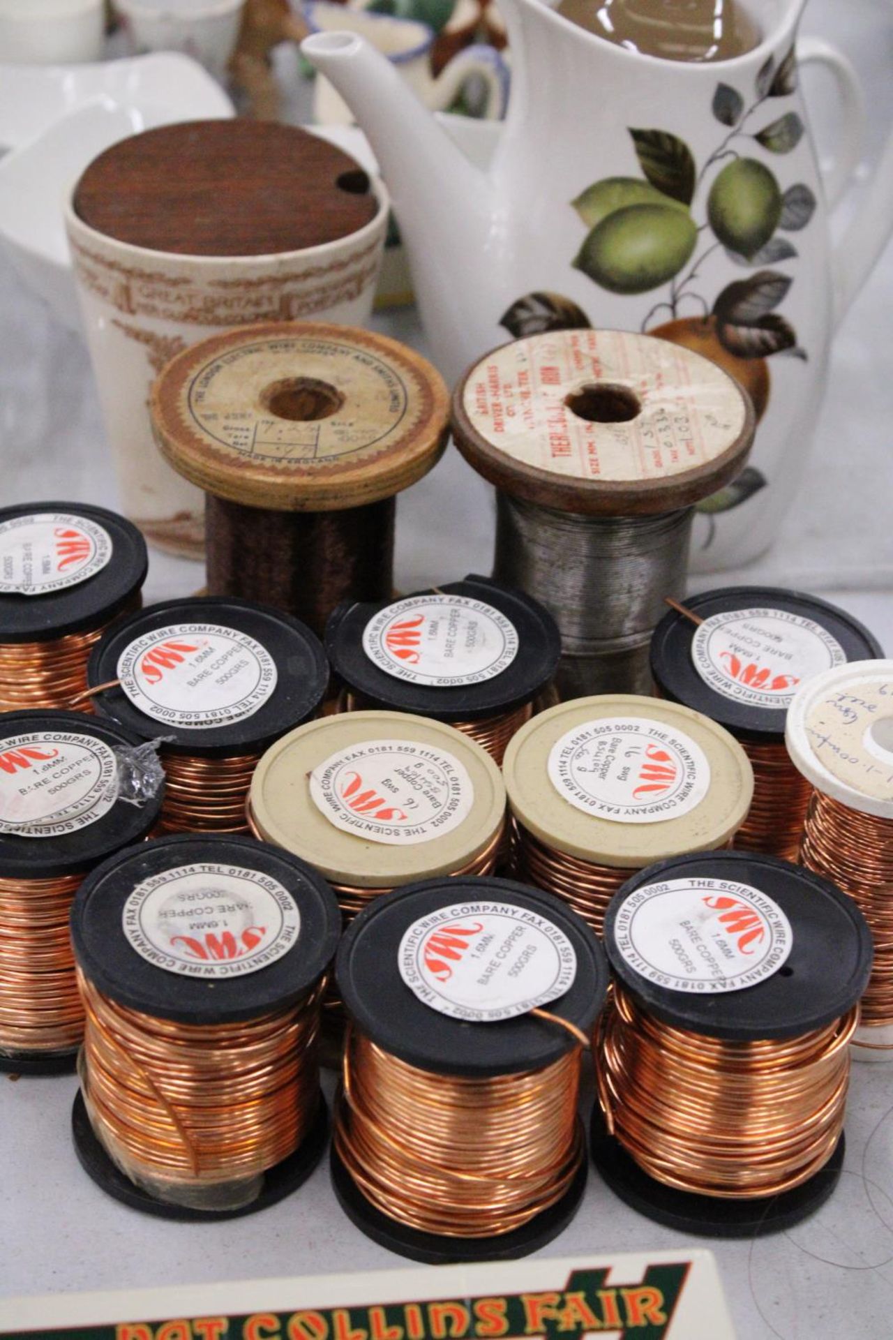 TWELVE SPOOLS OF COPPER WIRE AND ONE SPOOL OF IRON WIRE - Image 3 of 4