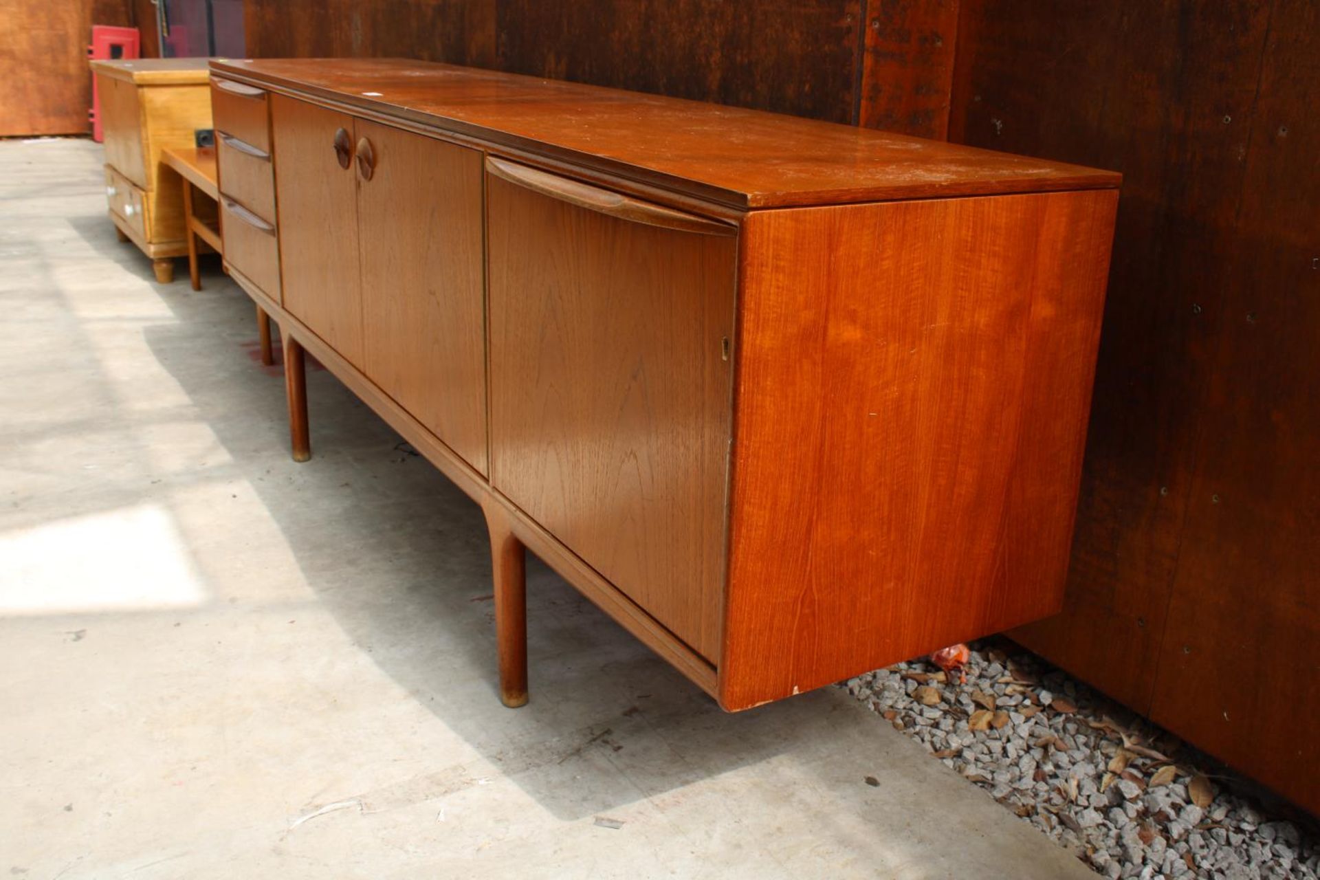 A McINTOSH RETRO TEAK SIDEBOARD ENCLOSING 3 DRAWERS AND 3 CUPBOARDS, 84" WIDE - Image 2 of 7
