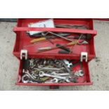 SMALL RED TOOL BOX AND TOOLS NO VAT