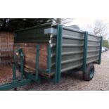 A STABLE YARD TIPPING TRAILER WITH 11' SLIP RAMP IN GOOD WORKING ORDER NO VAT