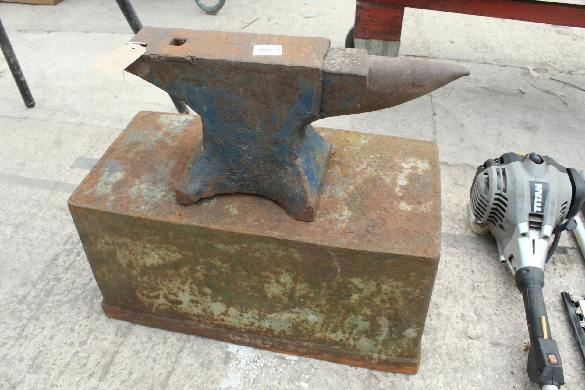 ANVIL WITH CAST IRON STAND NO VAT