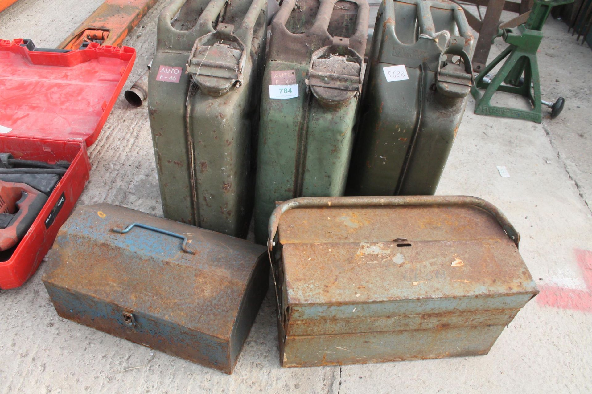 3 JERRY CANS AND TOOL BOXES NO VAT