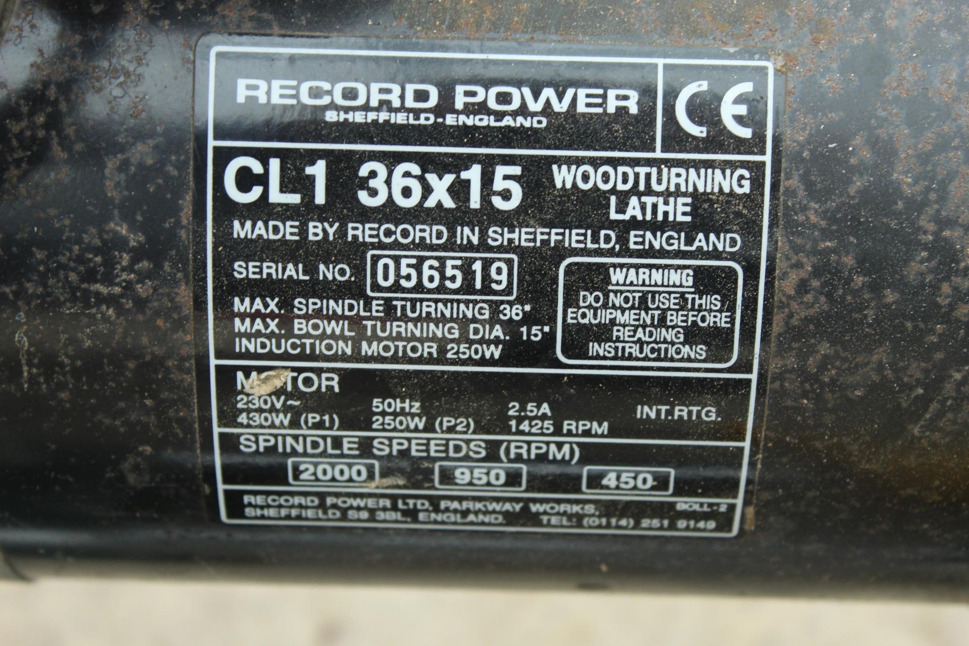 RECORD POWER CL1 36" WITH TOOL POST, STOCK ETC (4 ITEMS) IN WORKING ORDER NO VAT - Image 3 of 3