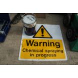 5 LTR NEW YELLOW MACHINE PAINT AND WARNING CHEMICAL SPRAYING SIGN NO VAT