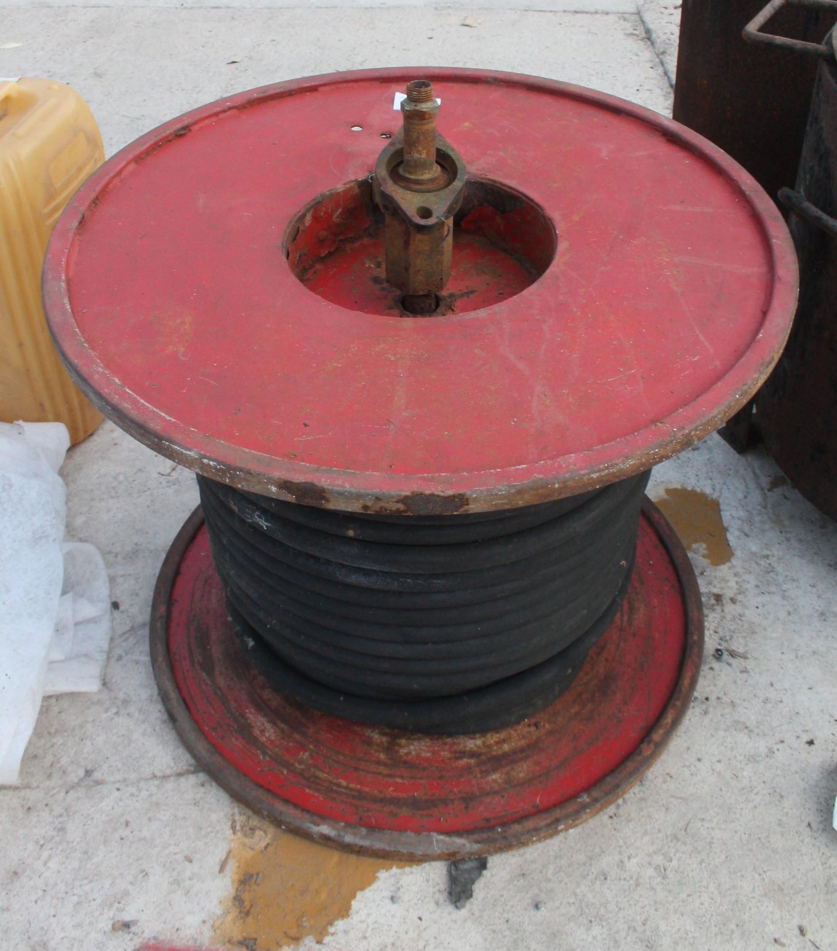 INDUSTRIAL FIRE REEL AND HOSE IN WORKING ORDER NO VAT