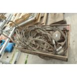 ASSORTED CHAINS AND LIFTING TACKLE IN MESH TROLLEY GWO + VAT