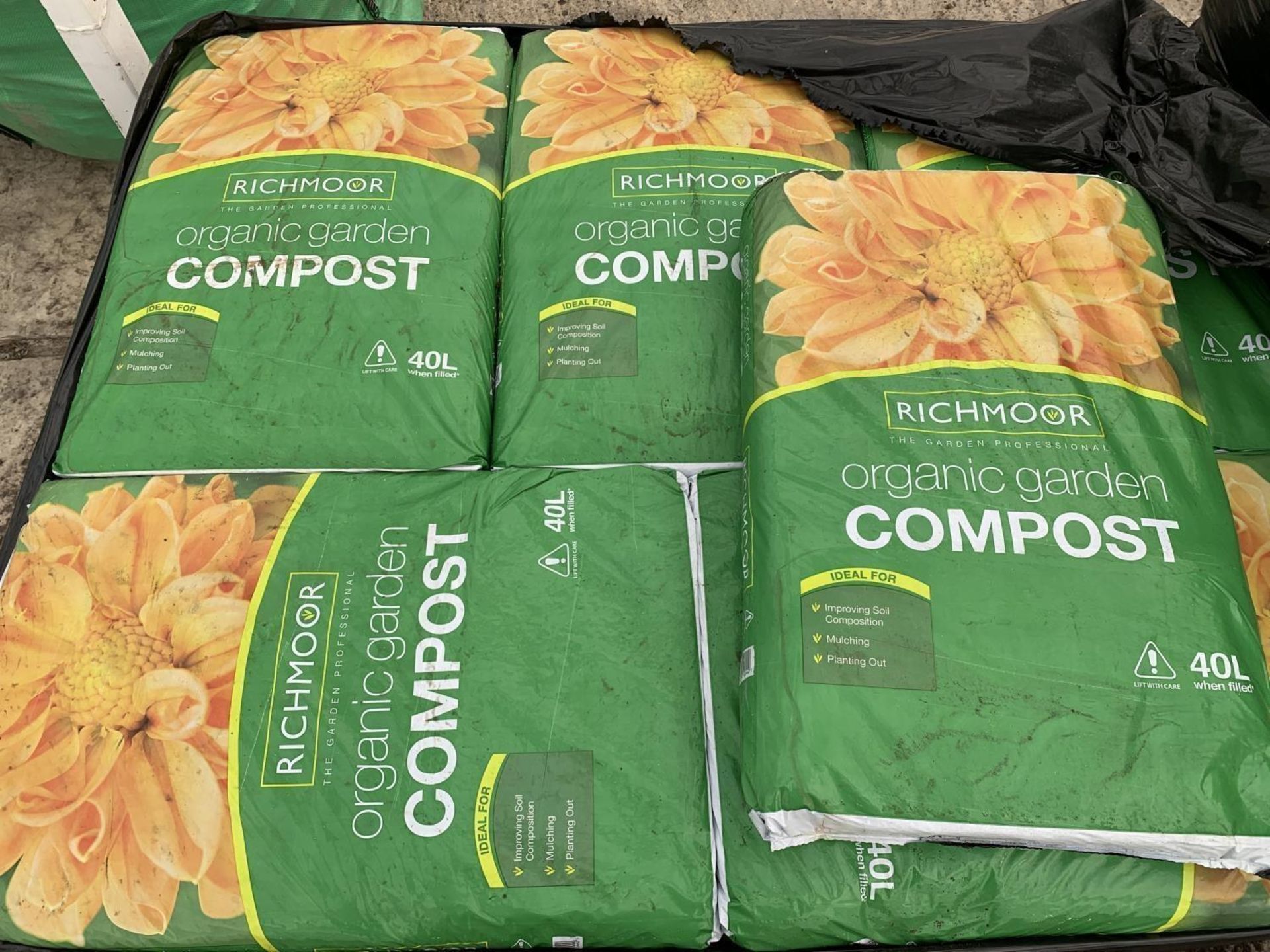 FIVE BAGS OF RICHMOOR ORGANIC COMPOST NO VAT TO BE SOLD FOR THE FIVE