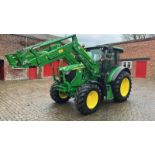 2019 JOHN DEERE 6115RC TRACTOR PE19HBL 115 HP WITH JOHN DEERE 623R FRONT LOADER 1279 HOURS AT