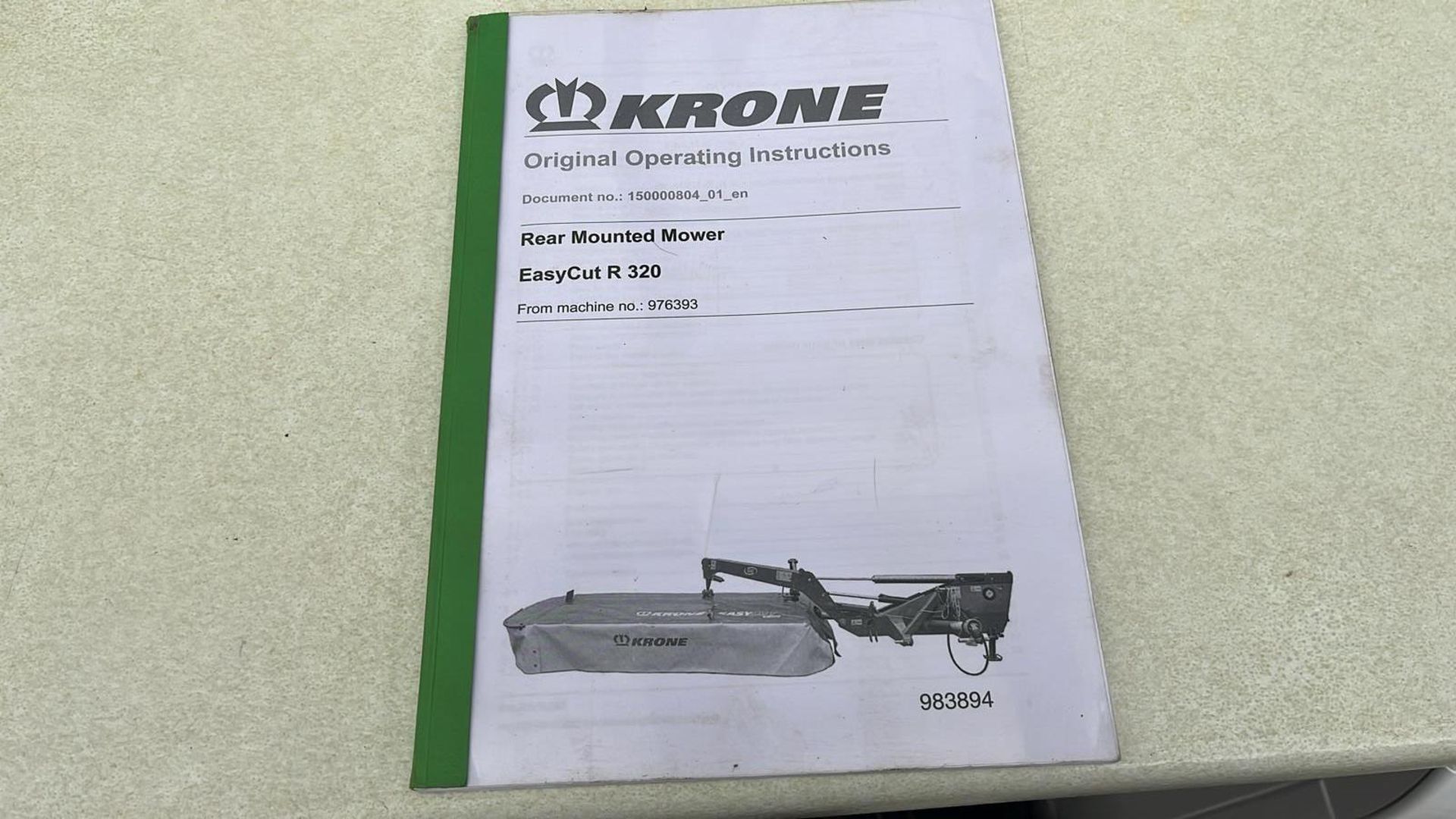 2018 KRONE EASY CUT R320 REAR MOUNTED MOWER WITH OPERATING MANUAL + VAT - Image 20 of 23