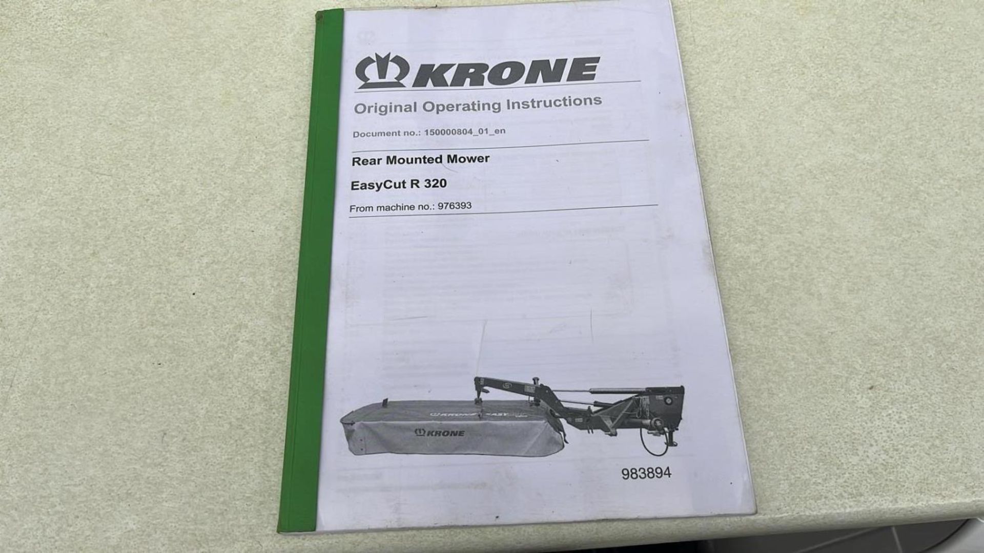 2018 KRONE EASY CUT R320 REAR MOUNTED MOWER WITH OPERATING MANUAL + VAT - Image 21 of 23