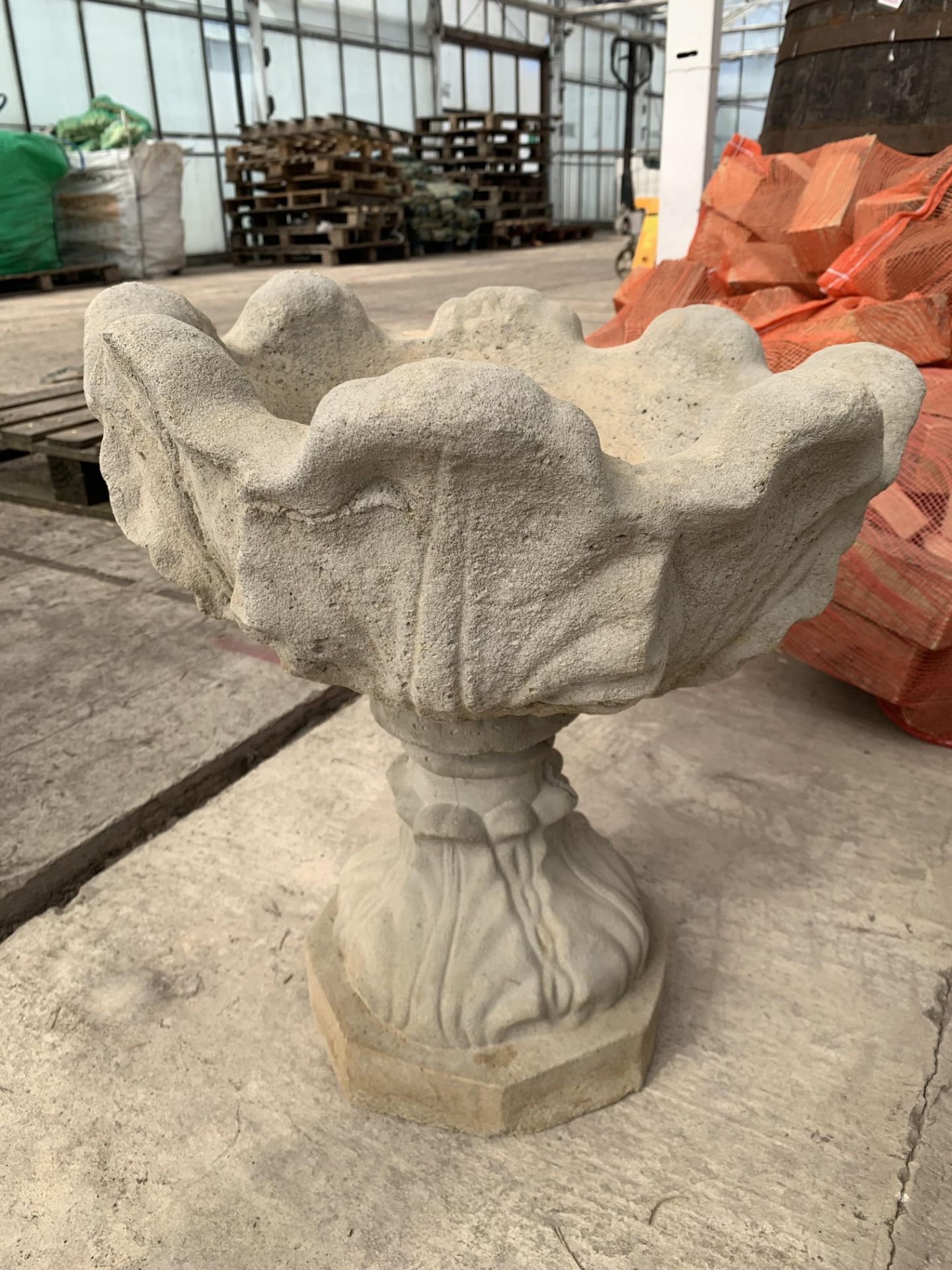 TWO CONCRETE DECORATIVE PLANTERS NO VAT - Image 3 of 8