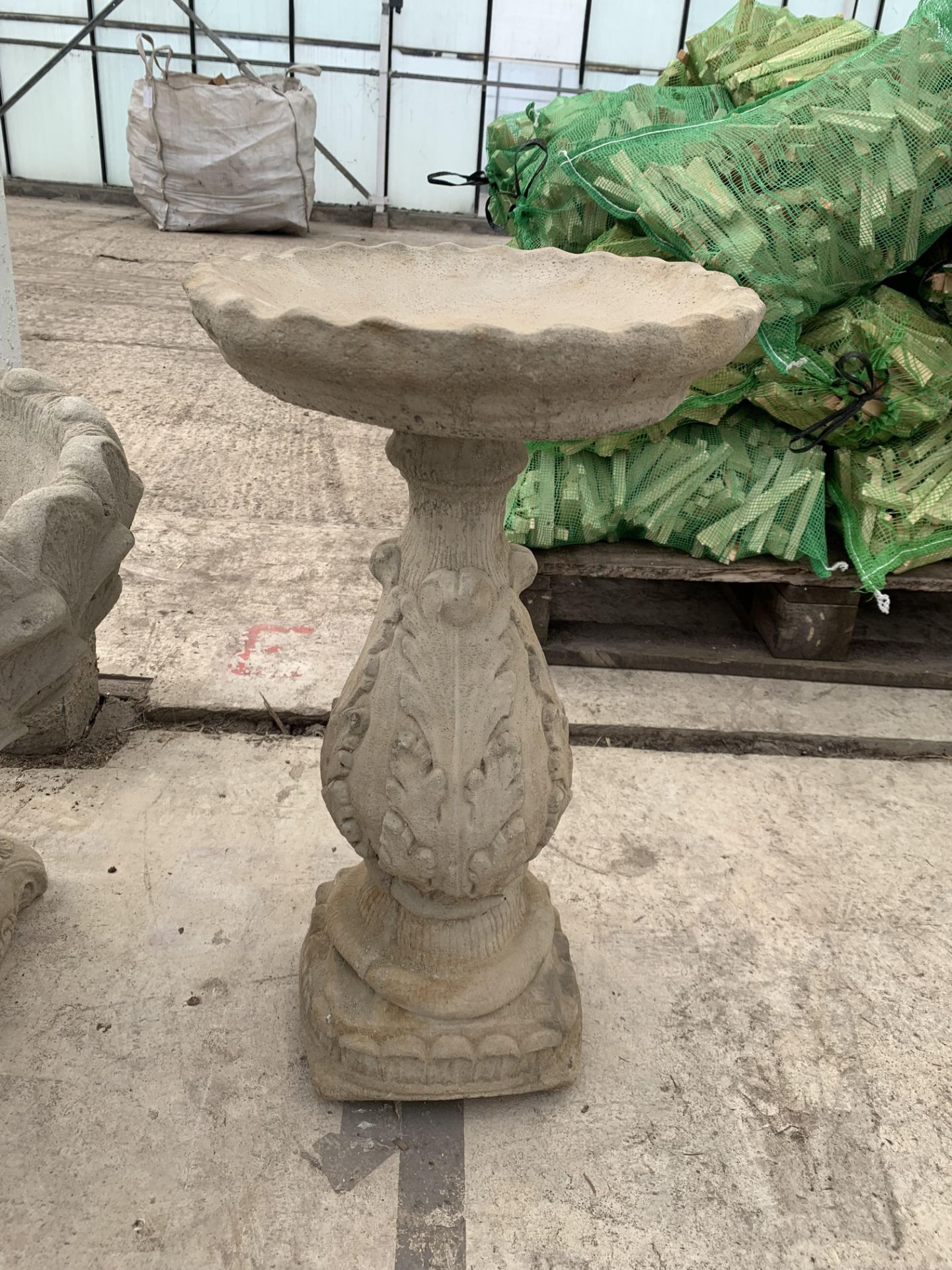 A DECORATIVE BIRD BATH NO VAT