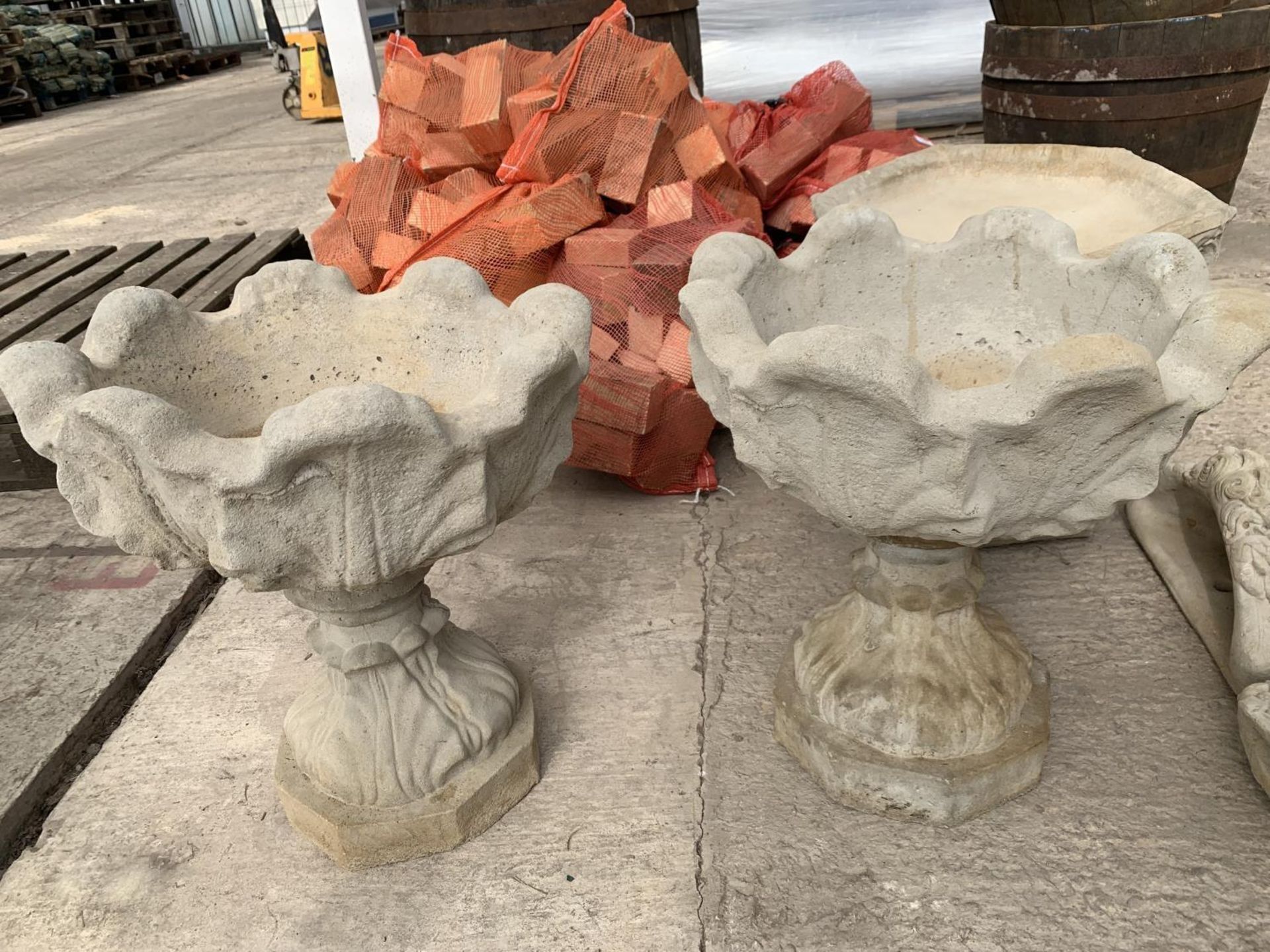 TWO CONCRETE DECORATIVE PLANTERS NO VAT - Image 2 of 8