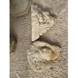 TWO CONCRETE WALL PLAQUES TO INCLUDE A CHERUB NO VAT