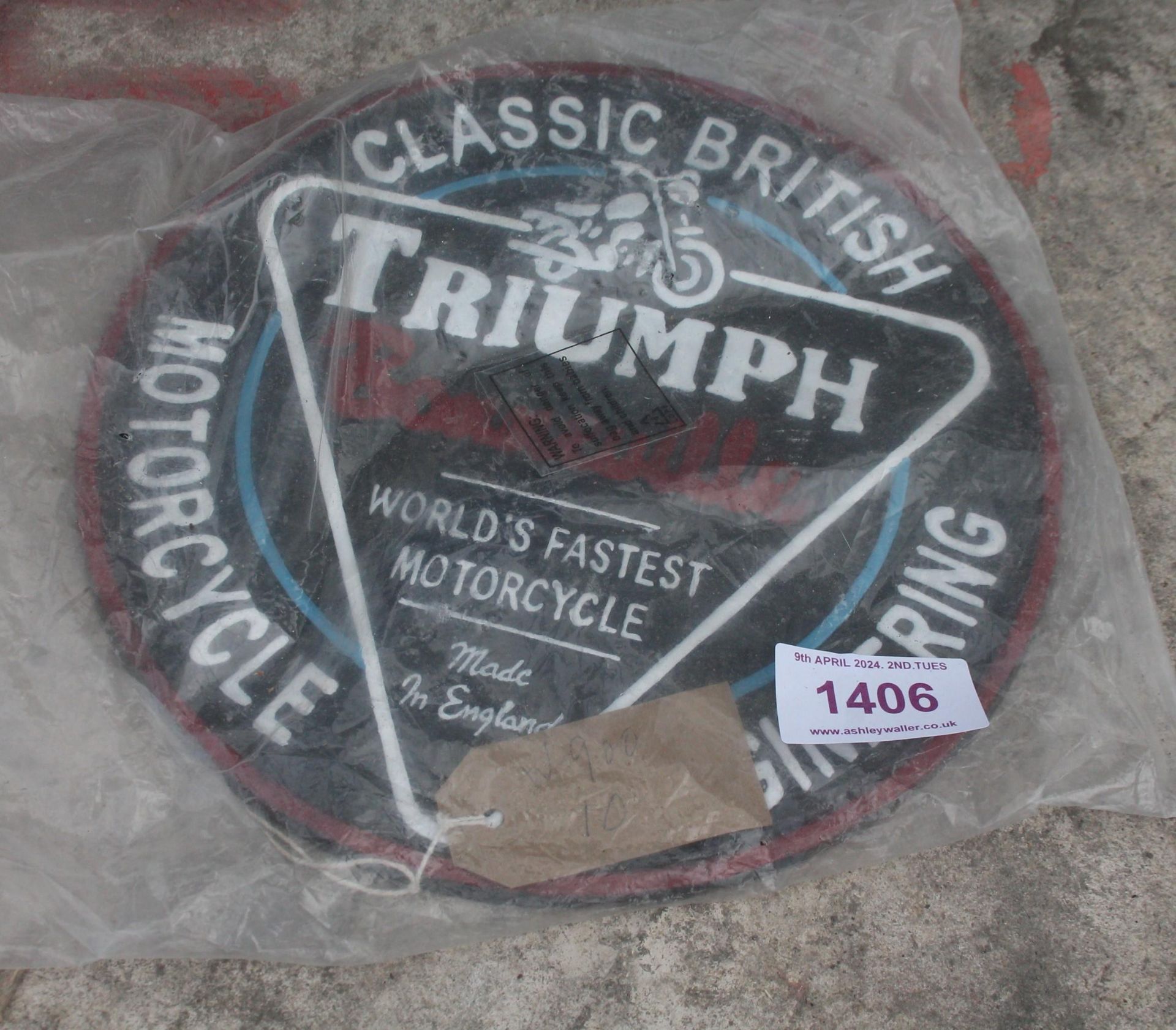 TRIUMPH BONNEVILLE CAST IRON SIGN NO VAT