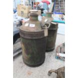 2 METAL OIL DRUMS NO VAT