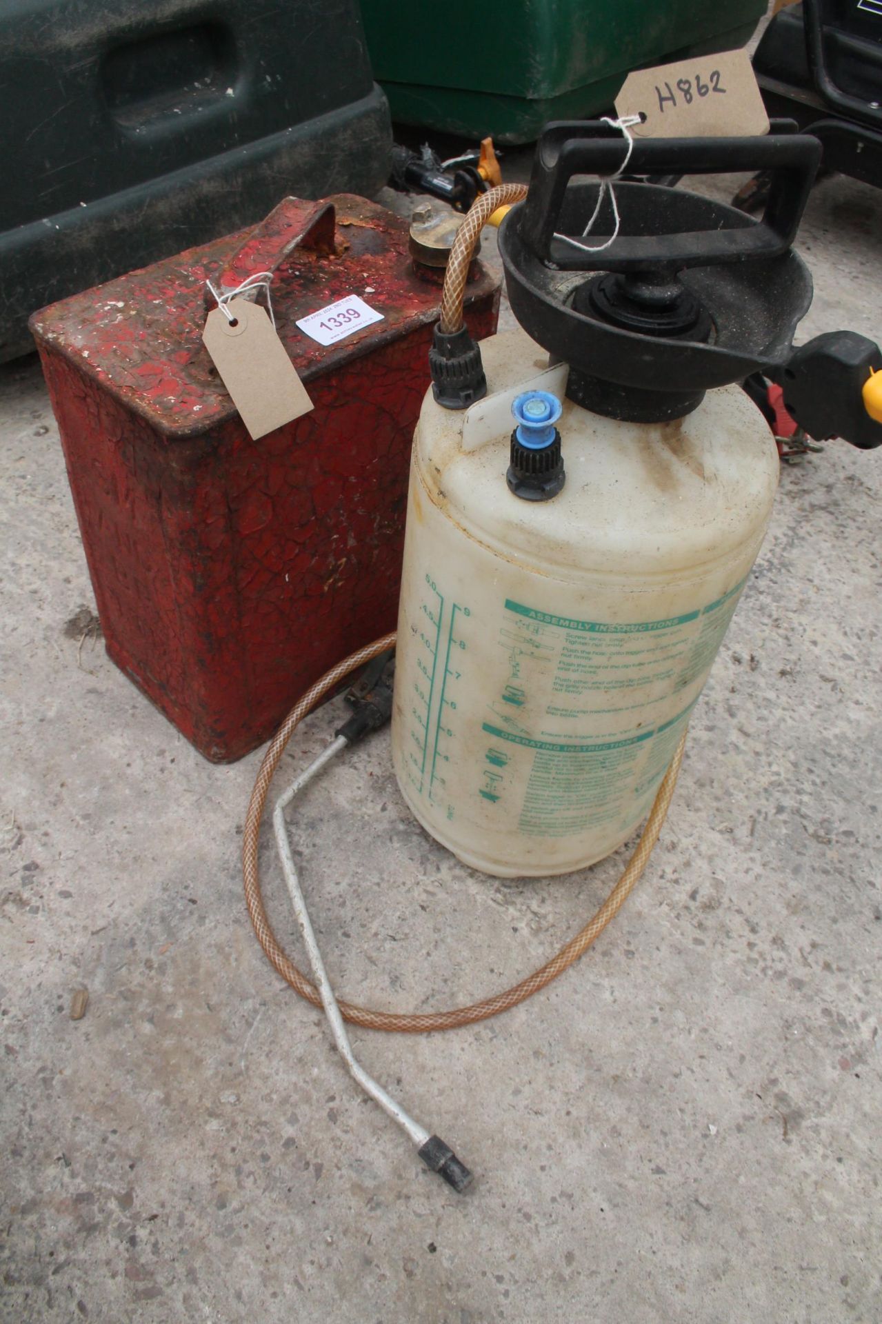 PRESSURE WEED SPRAYER AND RED TIN FUEL CAN NO VAT - Image 2 of 2