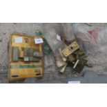 TWO YALE DOOR LOCKS & ASSORTED BRASS DOOR HANDLES - PLUS VAT