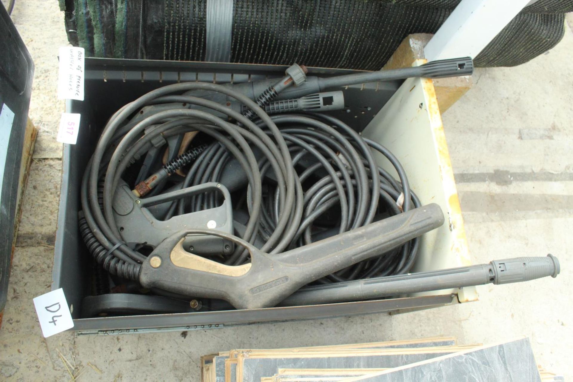 BOX OF PRESSURE WASHER HOSES AND GUNS NO VAT