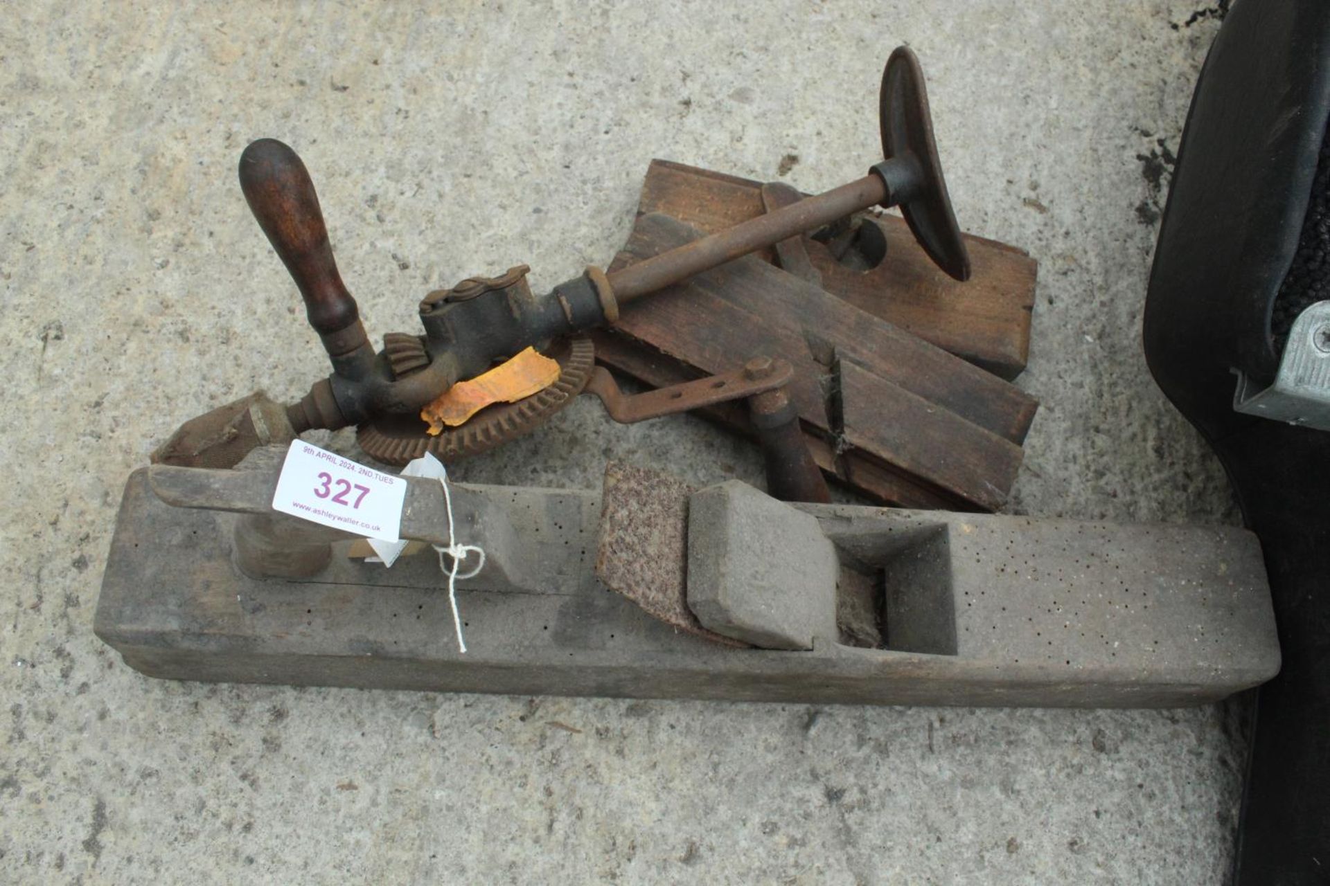 WOODEN PLANE AND DRILL NO VAT