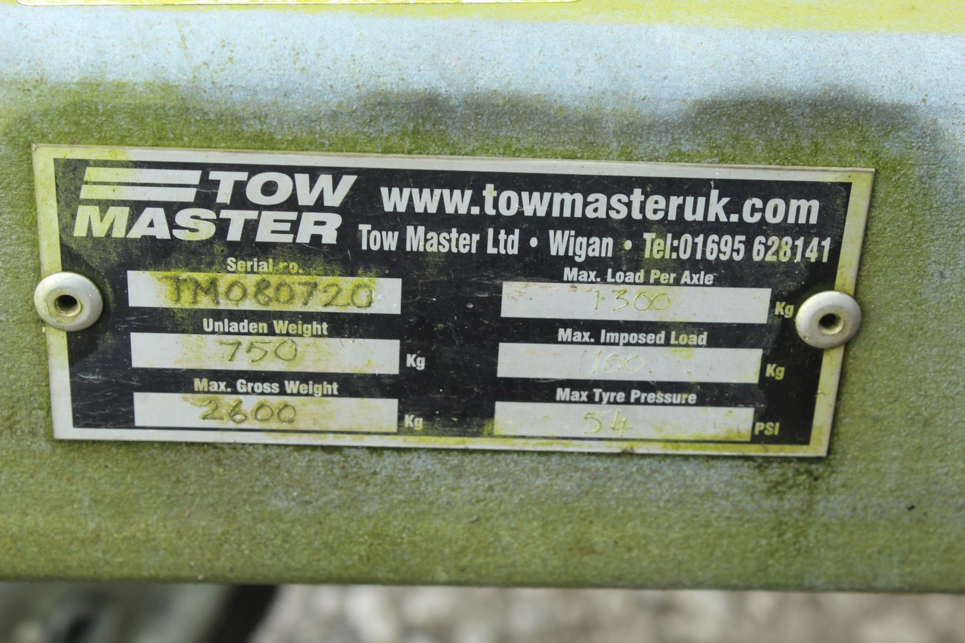 TOW MASTER TWIN AXLE BOX TRAILER 2600KG GROSS SERIAL NUMBER TM080720 NO VAT - Image 4 of 4