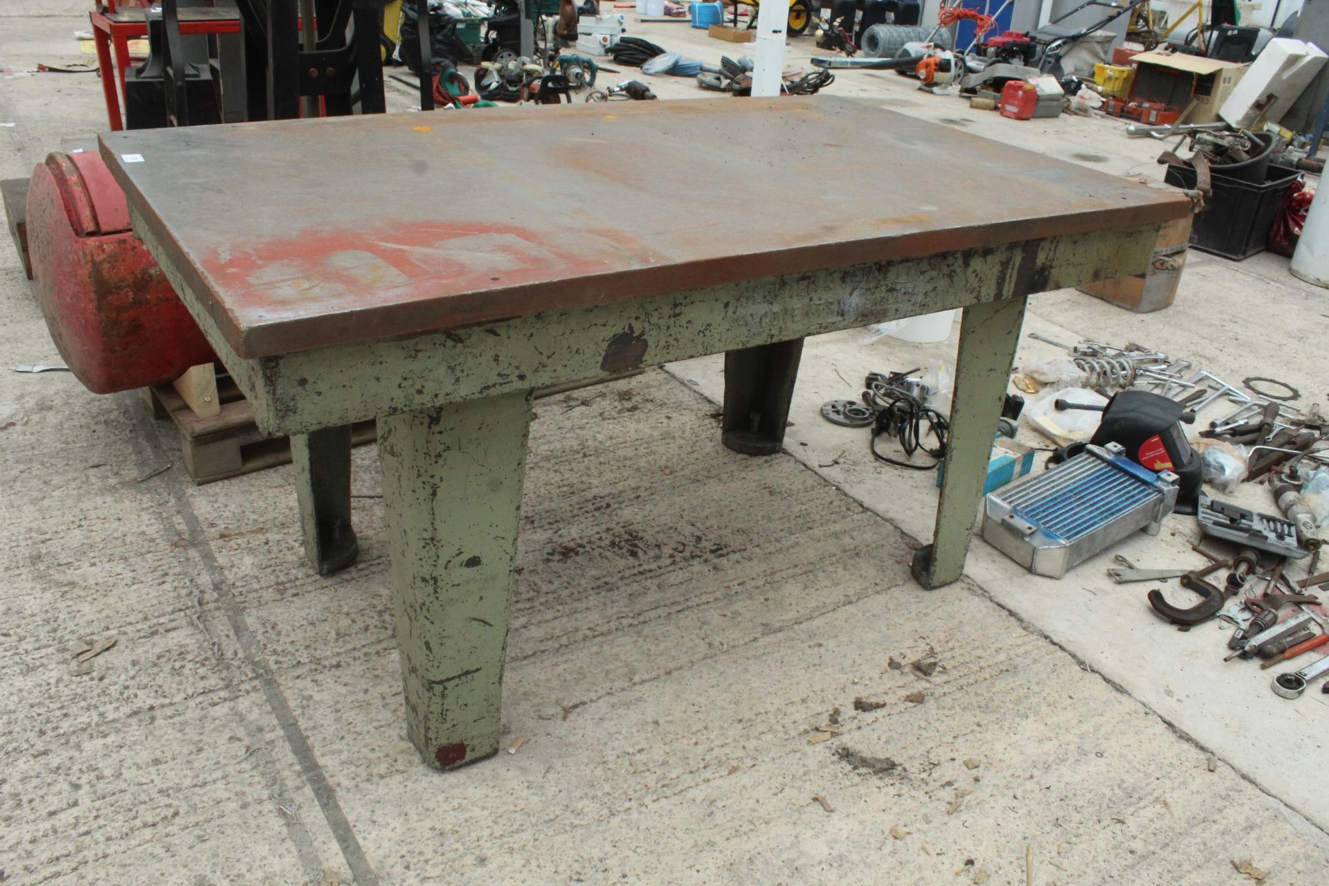 VERY HEAVY CAST STEEL BENCH WITH 1 1/2 THICK TOP (HARD TO FIND) + VAT - Image 2 of 2