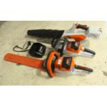 STIHL HEDGE CUTTER /BLOWER/CHAINSAW WITH 2 BATTERY CHARGERS ALL IN VERY GOOD WORKING ORDER NO VAT