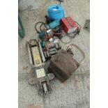 2 DRILLS, BATTERY CHARGER ROPE AND JACK VICE NO VAT