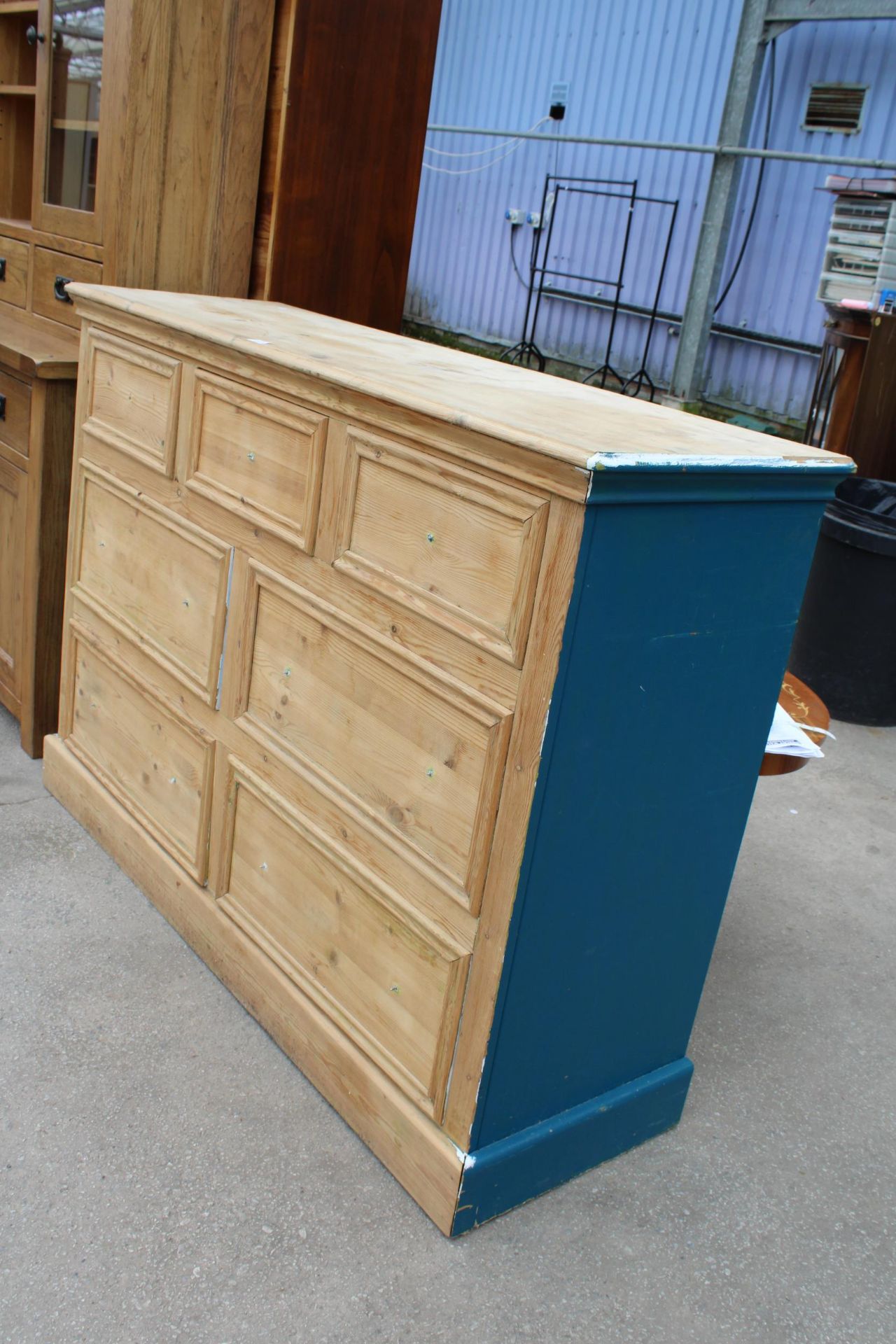A PINE CHEST OF THREE SHORT AND FOUR LONG DRAWERS, 56" WIDE - Image 2 of 7