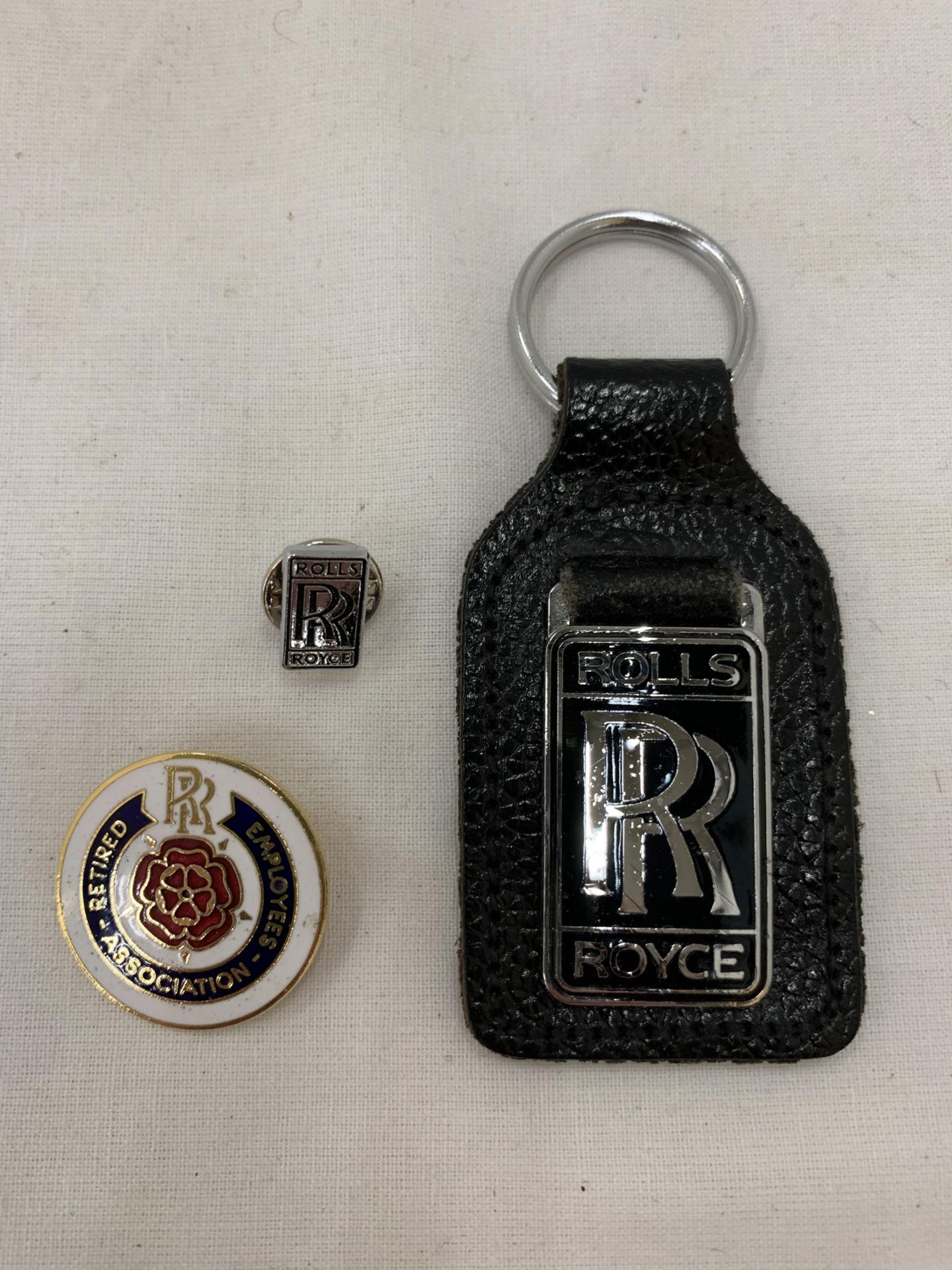 TWO ROLLS ROYCE BADGES AND A KEY FOB - Image 2 of 2