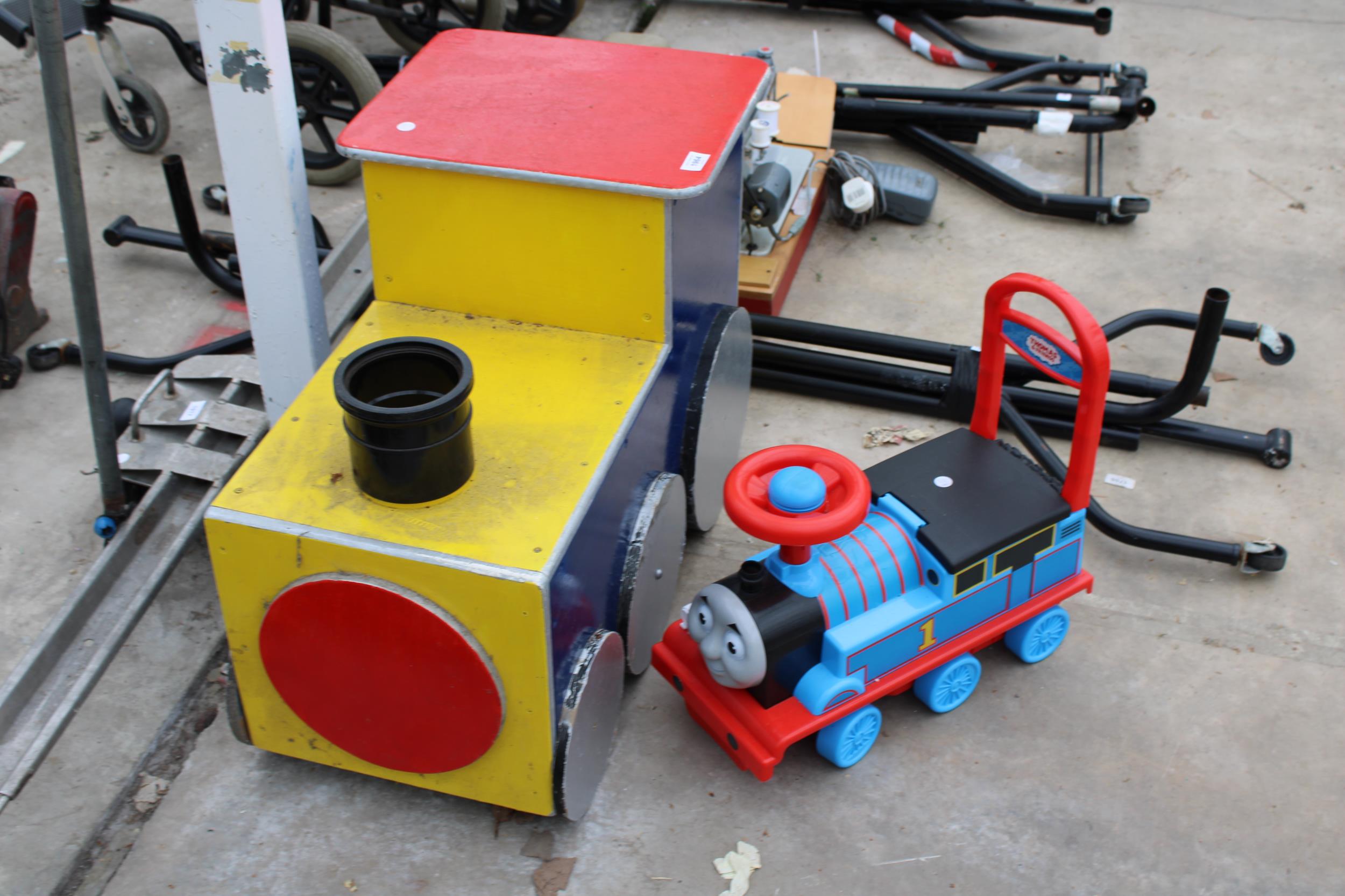 A RIDE ALONG THOMAS THE TANK ENGINE AND A WOODEN TRAIN STORAGE BOX - Image 3 of 3