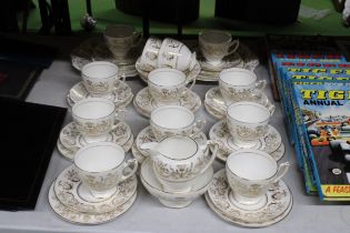 A COALPORT "ALLEGRO" 39 PIECE TEASET - WHITE WITH ACCENTS OF GOLD