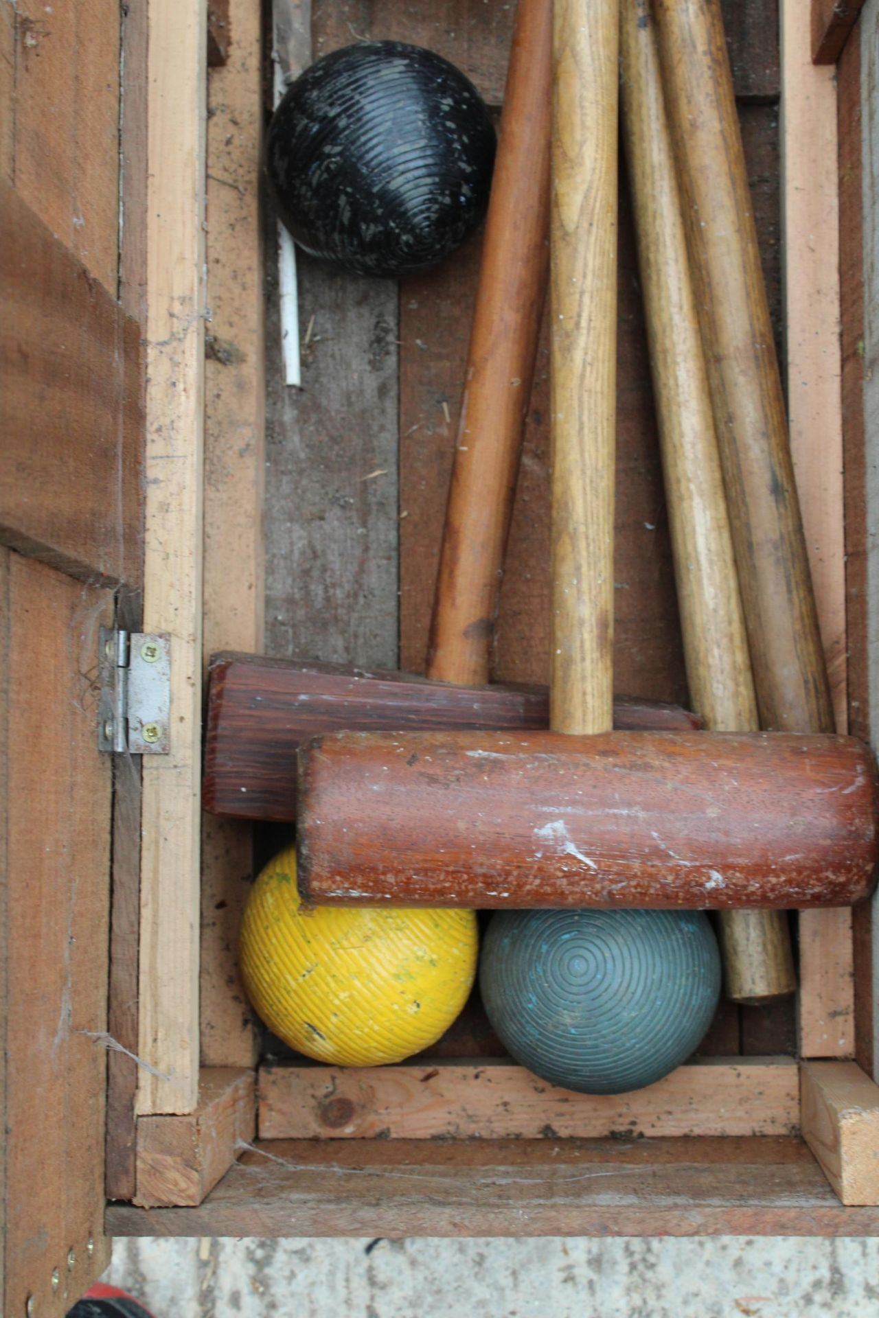 A WOODEN CROQUET SET WITH THREE JACQUES OF LONDON MALLETS - Image 3 of 4