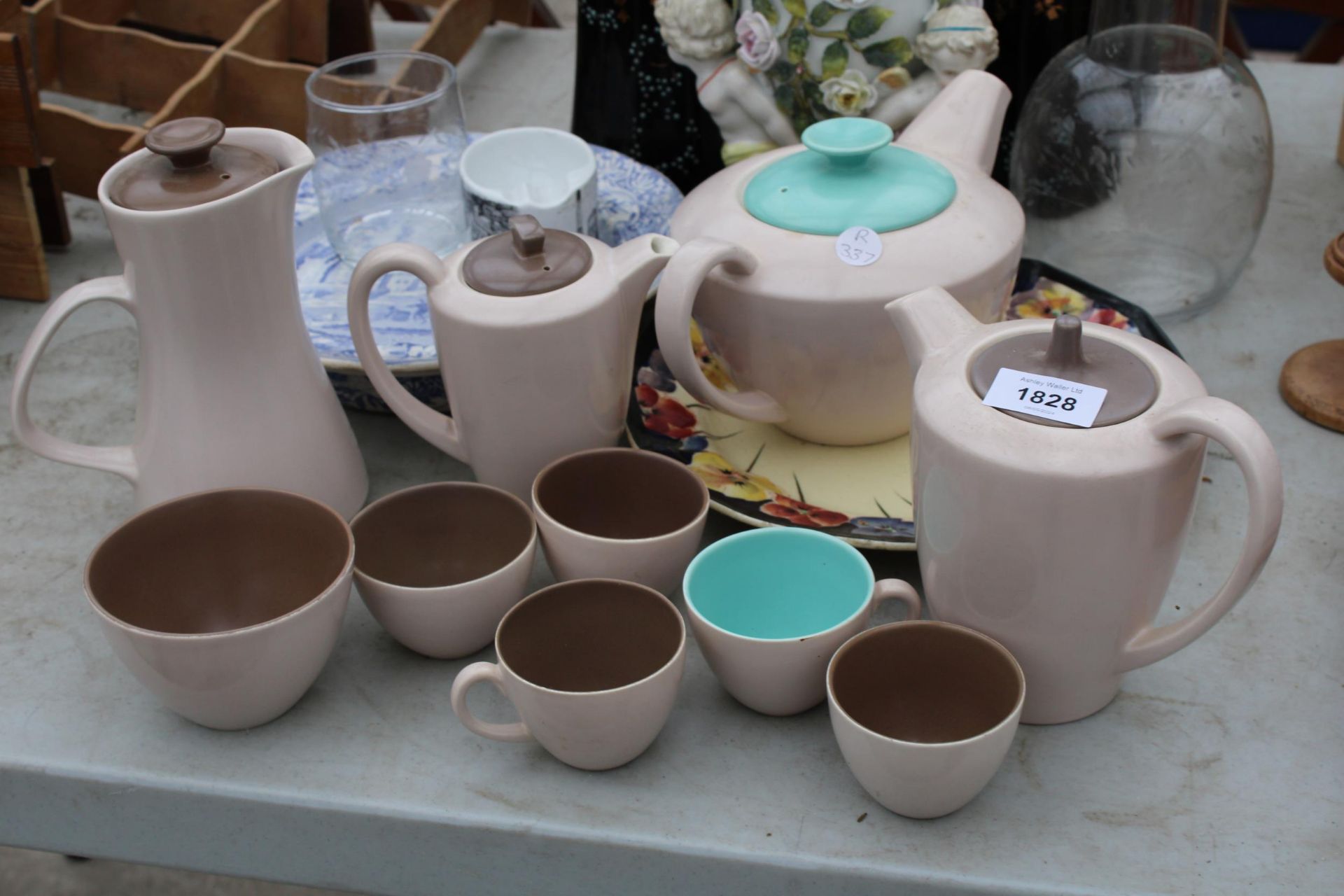 AN ASSORTMENT OF CERAMICS TO INCLUDE FOUR JACKFIELD STYLE JUGS, TEAPOTS AND PLATES ETC - Image 2 of 3