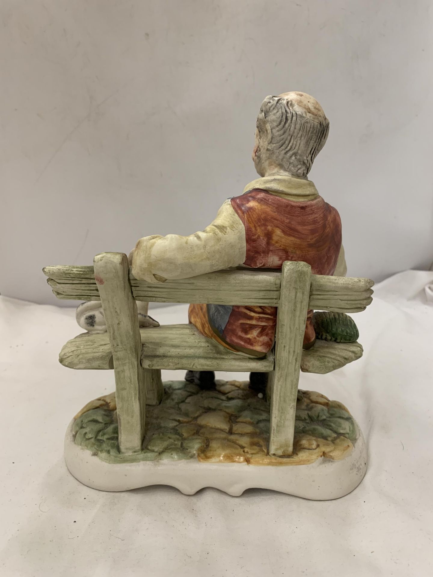 TWO CAPODIMONTE FIGURES OF MEN ON BENCHES - Image 3 of 7