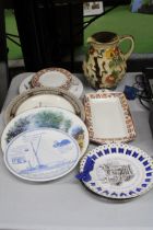 A QUANTITY OF VINTAGE PLATES TO INCLUDE CABINET PLATES, PLUS AN INDIAN TREE JUG