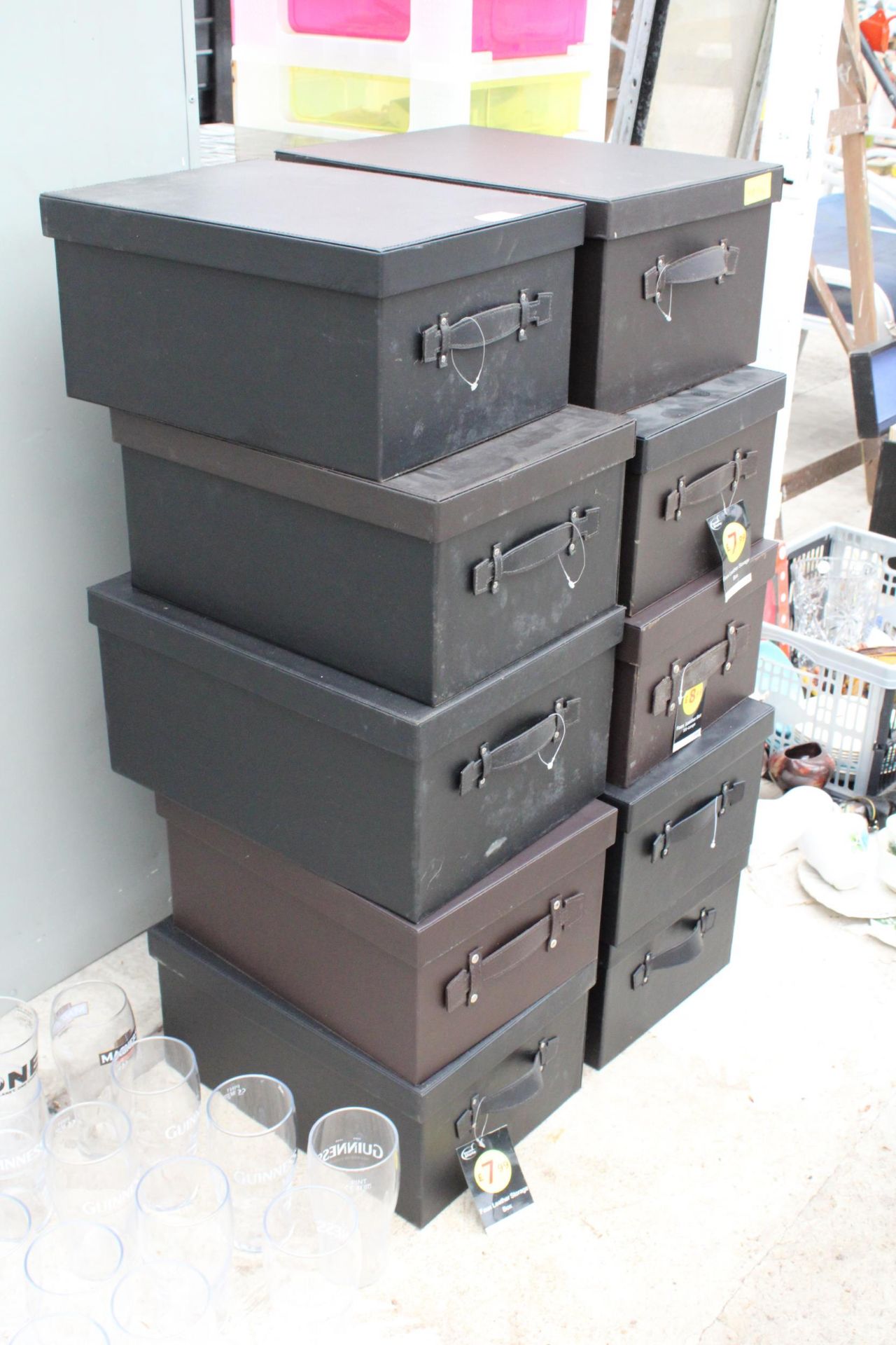 TEN FAUX LEATHER STORAGE BOXES - Image 2 of 2