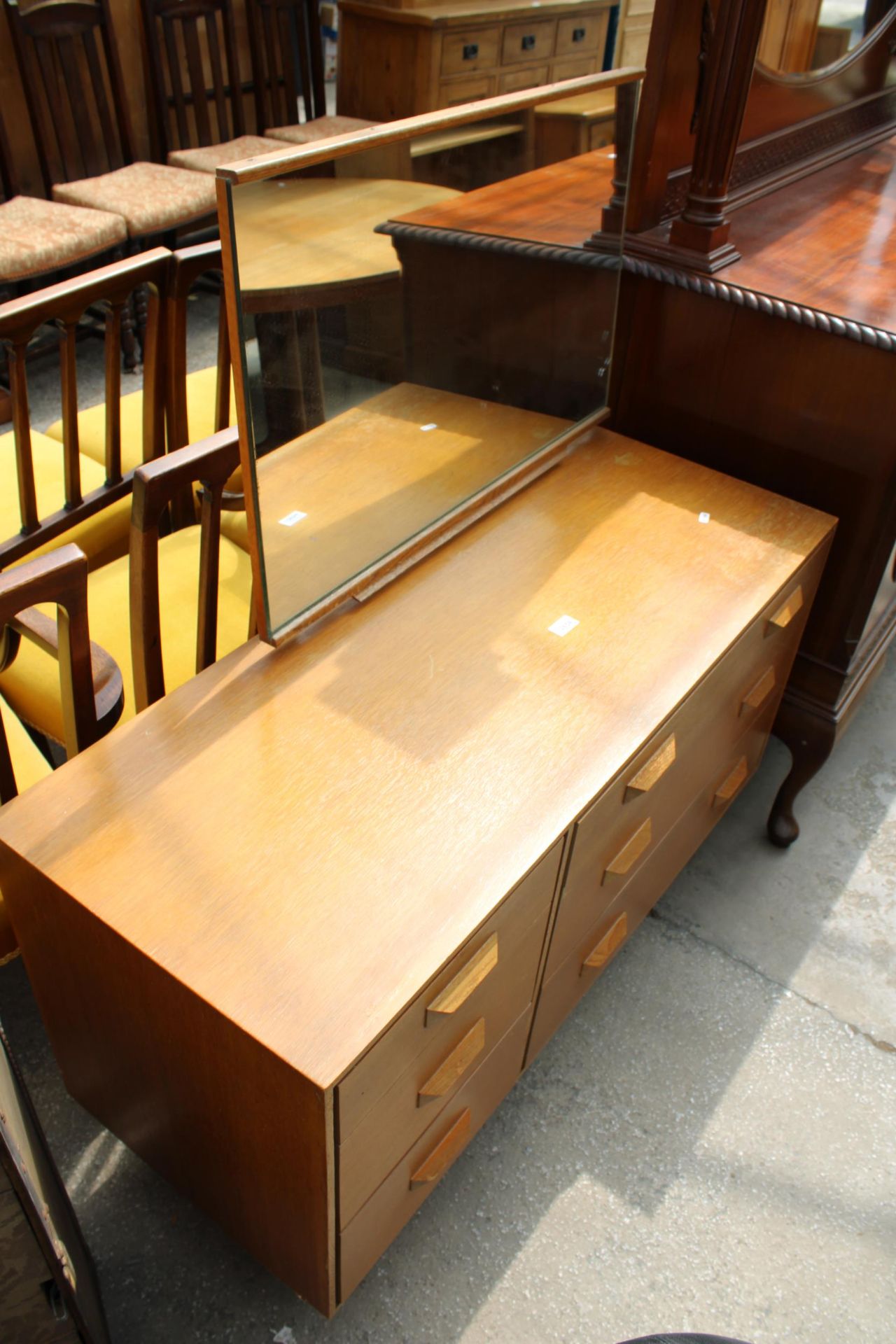 A RETRO STAG DRESSING CHEST ENCLOSING THREE SHORT AND THREE LONG DRAWERS, 44" WIDE - Image 2 of 2