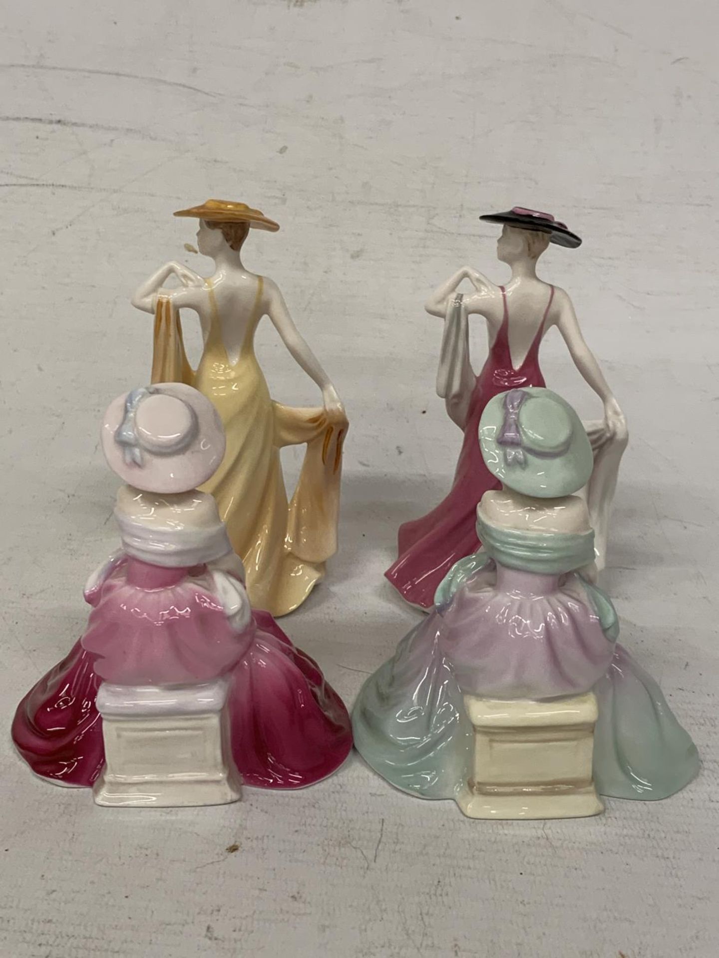 FOUR SMALL COALPORT FIGURINES "FASCINATION" "IN LOVE" "APRIL" AND "POPPY" - Image 3 of 4