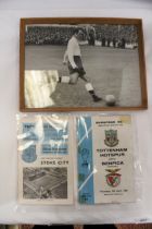 A FRAMED PHOTOGRAPH OF "JIMMY GREAVES" IN THE EARLY 1960S PLUS TWO 1960S TOTTENHAM HOTSPUR